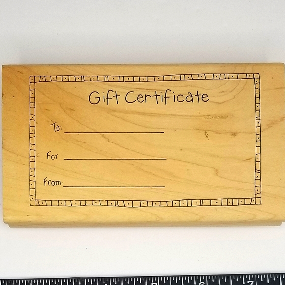 Inky Antics by Tammy DeYoung "Gift Certificate" Wooden Rubber Stamp - Picture 1 of 3